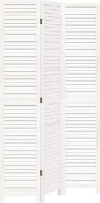 vidaXL Paravan cameră 3 panouri, alb, lemn masiv paulownia