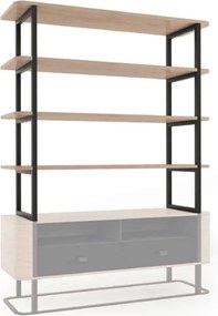 Etajeră lemn masiv natur Suspendată Galen Negru-, 150,8 × 40,2 × 140,4 cm