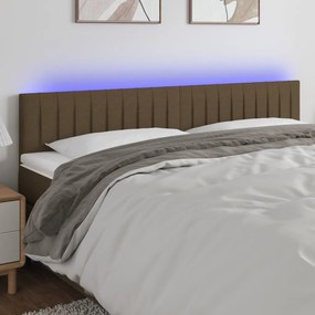 3121875 vidaXL Tăblie de pat cu LED, maro închis, 200x5x78/88 cm, textil