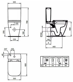 Rezervor WC Ideal Standard I.life S, alimentare inferioara, alb - T473501