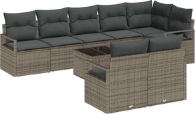 vidaXL Set de canapele pentru grădină 9 pcs Gri deschis poliratan