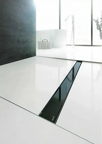 Set rigola pentru dus plus capac sticla neagra Alca Glass si APZ106 85 cm