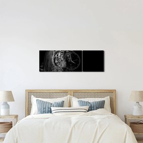 Tablou - Tigru sălbatic (cu ceas) (90x30 cm)