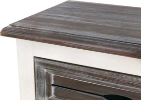 Băncuță lemn masiv alb Harley 5 compartimente /Maro, 113 × 38 × 51 cm