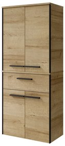 Dulap de baie în culoare naturală jos/suspendat cu aspect de lemn de stejar 72x60 cm Quickset 395 – Pelipal