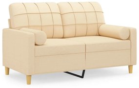 3152913 vidaXL Canapea cu 2 locuri cu perne&pernuțe crem 120 cm textil