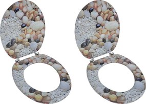 vidaXL Capace WC, 2 buc., MDF, model pietricele