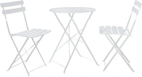 Set gradina OBAX, alb, otel, cu masuta si 2 scaune