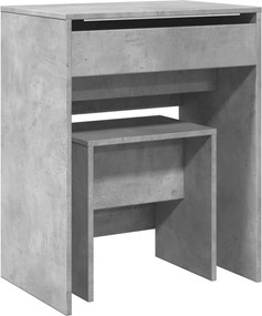 vidaXL Masă de toaletă și taburet, gri beton, 60x40x113,5 cm