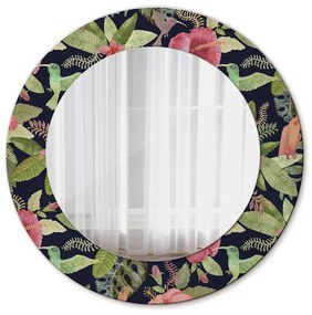 Oglinda rotunda rama cu imprimeu Flori de hibiscus