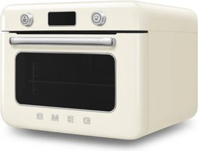 Mini-cuptor cu functie combinata de gatit cu abur Smeg COF01CREU, 1800 W, 10 functii, Ecran LCD, 40-230°C, Crem
