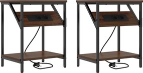 vidaXL Dulap de noapte 2 pcs Stejar închis 38 x 30 x 48 cm