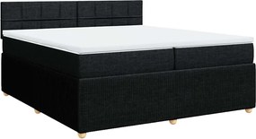 vidaXL Pat box spring cu saltea, negru, 200x200 cm, textil