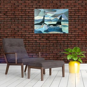 Tablou pe sticlă - Balene (70x50 cm)