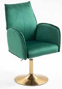 HR280N Scaun Verde din Catifea cu Bază Aurie