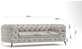 Canapea gri deschis cu tapițerie din catifea 225 cm Chelsea – Ropez