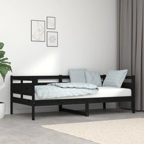 820311 vidaXL Pat de zi, negru, 90x190 cm, lemn masiv de pin