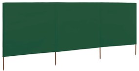 vidaXL Paravan anti-vânt cu 3 panouri, verde, 400x120 cm, textil