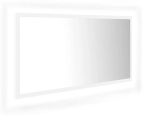 804932 vidaXL Oglindă de baie cu LED, alb, 90x8,5x37 cm, acril