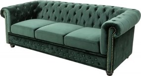 Canapea clasica stil englezesc Chesterfield II 3 locuri, verde