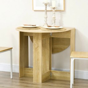 HOMCOM Masă Pliantă cu 2 Extensii Rabatabile, Masă Extensibilă cu Spațiu de Economisire, 104x76x73,7 cm, Lemn Natural | Aosom Romania