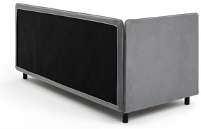 Pat gri tapițat cu spațiu de depozitare cu saltea 120x200 cm Avela – Bonami Selection