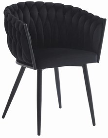 Scaun de masa ORION VELVET cu picioare negre, negru