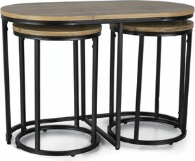 Masuta de cafea TWIXE cu mese auxiliare 75x40 cm, negru/decor stejar artisan