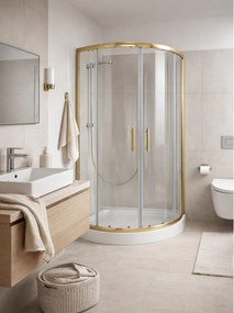 Cabina dus rama aurie 90x90, sticla securizata 5mm. Cadita este inclusa in pret!