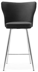 Scaun de bar Modena negru picioare silver - H60 cm