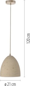 Schöner Wohnen TRAVENTA 12540-42 - Pendul cu cablu, 1xE27/40W/230V, Ø 21 cm, beton
