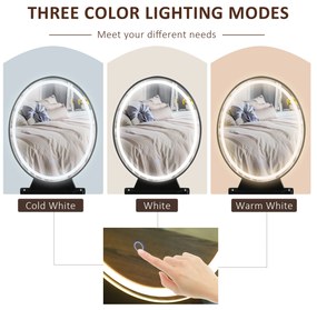 HOMCOM Masa de toaleta cu Oglinda Stil Industrial Lumini tip LED si Taburet Culoare Nuc