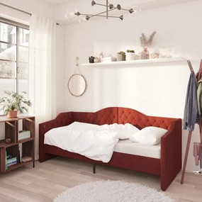 3080285 vidaXL Pat de zi cu saltea & USB, roșu vin, 90x200 cm, textil