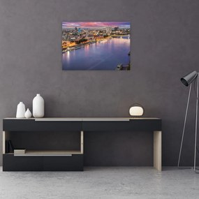Tablou pe sticlă cu orașul Bratislava cu râu (70x50 cm)