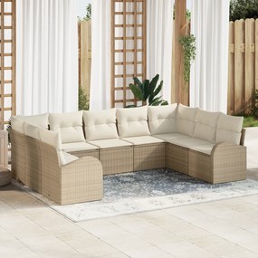 vidaXL Set de canapele pentru grădină 9 pcs Bej Rattan poli
