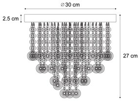 Plafonieră clasică neagră cu sticlă fumuriu - Medusa