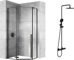 Pachet cabina de dus Rea Diamond negru 90x90 si coloana de dus OMNIRES Y negru
