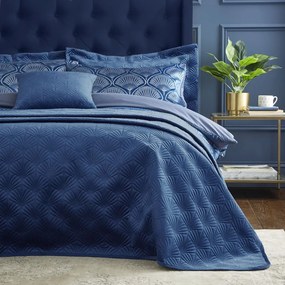 Cuvertură albastră pentru pat dublu 220x230 cm Art Deco Pearl - Catherine Lansfield