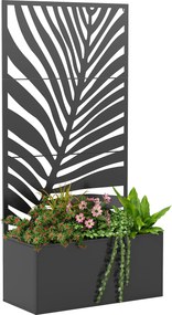 Outsunny Jardinieră cu spalier, ladă de flori, cu paravan, pentru plante cățărătoare, metal, 90 x 40 x 180 cm, negru | Aosom Romania