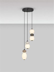 Lustra LED suspendata decorativa ceramica mocha, gri, alb, PALLINA 3L
