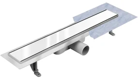 Rigola dus din INOX cu gratar sticla securizata alba Techman GLASS White