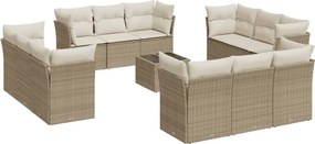 vidaXL Set canapele de grădină, 13 piese, cu perne, bej, poliratan