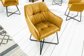 Set de 2 scaune elegante cu cotiere confortabile Loft, galben mustar