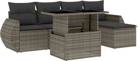 vidaXL Set mobilier grădină cu perne, 6 piese, gri, poliratan