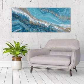 Tablou - Marmură bleu cu aur I. (120x50 cm)