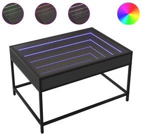 847682 vidaXL Măsuță de cafea cu LED infinity, negru, 70x50x41 cm