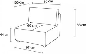 Modul pentru canapea crem cu tapițerie din catifea reiată (de mijloc) Nihad modular – Bobochic Paris