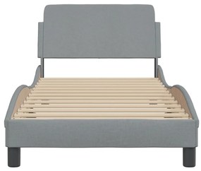 Cadru de pat cu tablie, gri deschis, 90x200 cm, textil