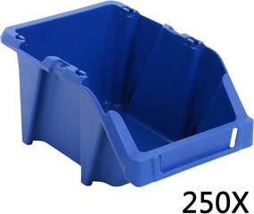 vidaXL Cutii de depozitare, 250 buc, 103 x 165 x 76 mm, albastru