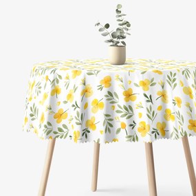 Goldea față de masă teflonată - flori primula de seară - rotundă Ø 140 cm